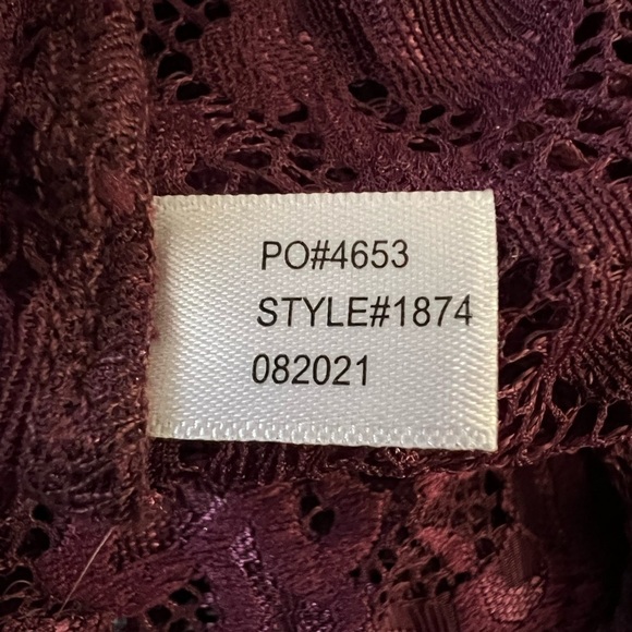 Ruby Ribbon | Plum Purple‎ Lace 3/4 Sleeve Top Style 1874 Sz M - Picture 4 of 7